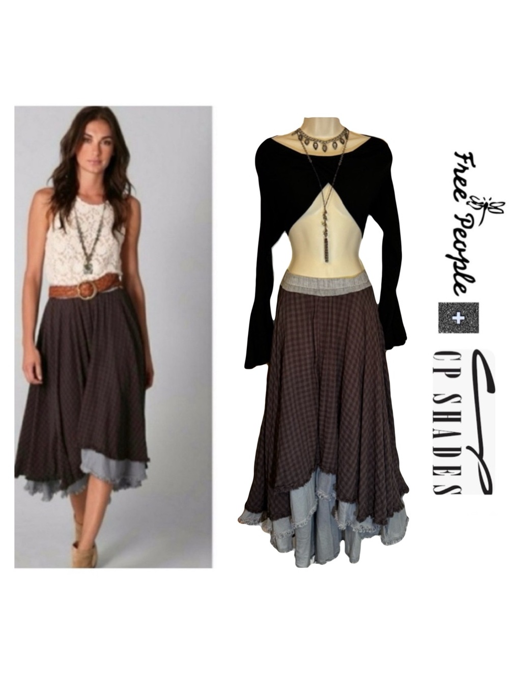 Rare! Highly Sought Free People X CP Shades Plaid Maxi Skirt S. EUC